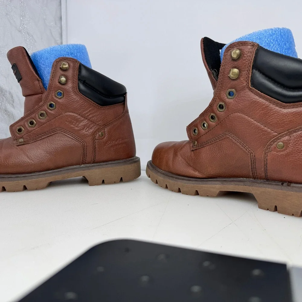 Eddie Bauer Medford ST Boots Men 8M Brown Steel Toe Workwear Safety Lug
